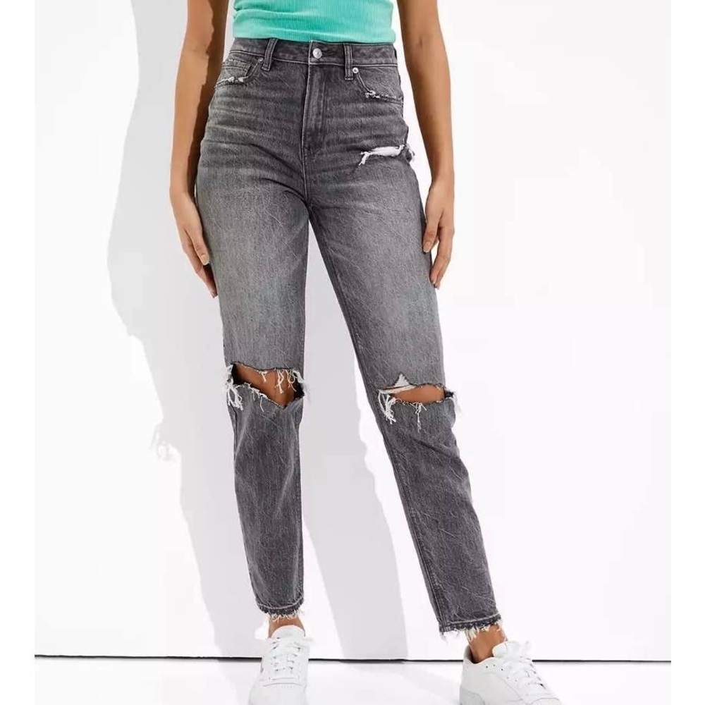 American Eagle Outfitters High Rise Distressed Black Jeans